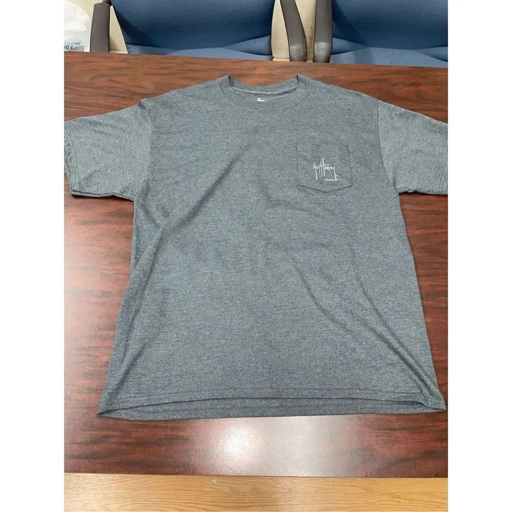 Guy Harvey Mens Dark Grey Pocket Tee- Short Sleeve